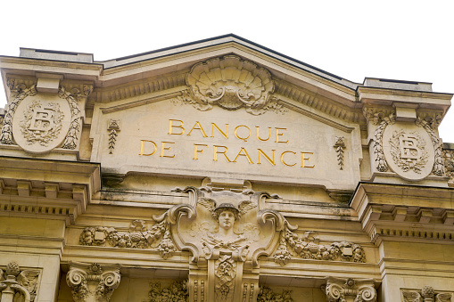 Bordeaux , Aquitaine / France - 10 10 2019 : Banque de France sign in official building french national Bank