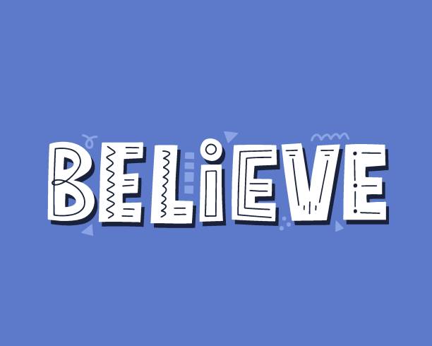 istock Believe quote. Hand drawn vector lettering for card, apparel, banner 1225416302