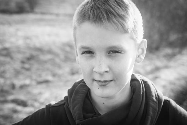 istock Black and white portrait of tween boy 1225416705