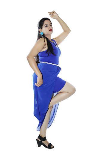 Young lady in a fashionable performing dance.