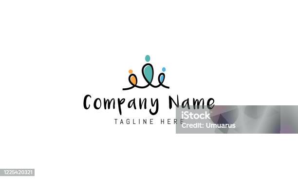 Vector Logo On Which An Abstract Image Of A Family Of Three People With Colored Elements Stock Illustration - Download Image Now
