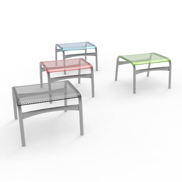 istock 3d image of a small stool made of perforated metal 1225422213