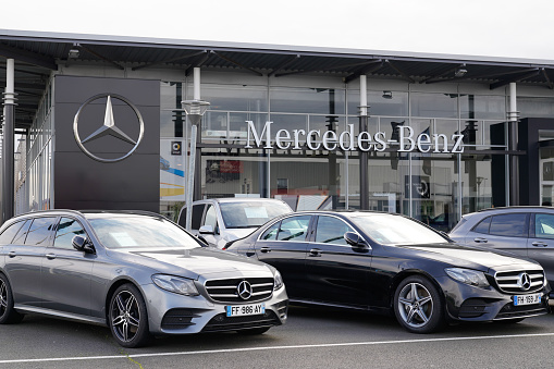 Bordeaux , Aquitaine / France -  01 15 2020 : Mercedes dealership Mercedes-Benz German automobile manufacturer sign garage