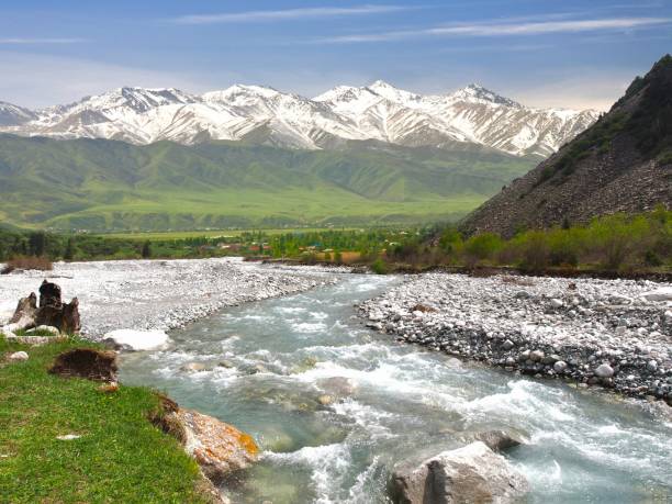 The Ala Archa National Park in the Tian Shan mountains of Bishkek  Kyrgyzstan stock photo