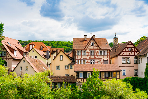 half-timbered facade in Bad Windsheim, Franconia, Bavaria