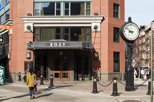 New York, New York, USA -  March 8, 2016: The Roxy Hotel in Tribeca Lower Manhattan. People can be seen in front of this boutique luxury hotel.