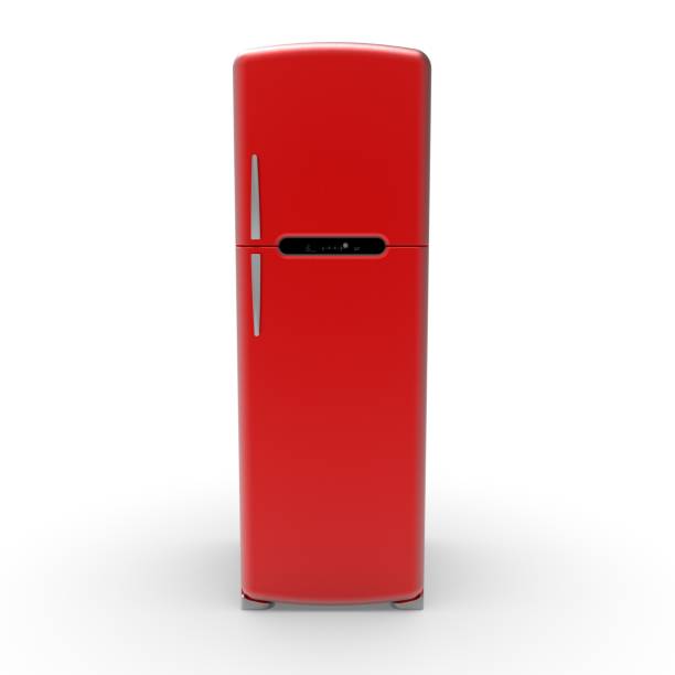 istock 3d image of Retro refrigerator on a white background 1225428036