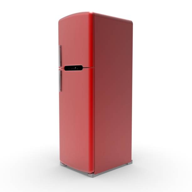 istock 3d image of Retro refrigerator on a white background 1225428135