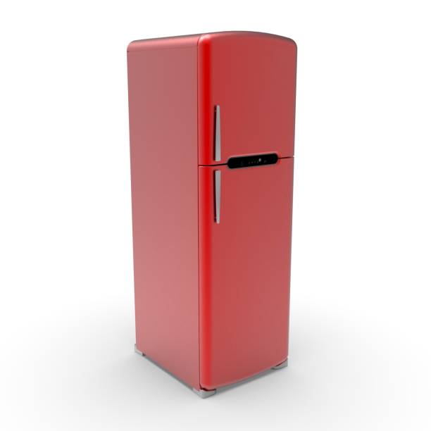 istock 3d image of Retro refrigerator on a white background 1225428200