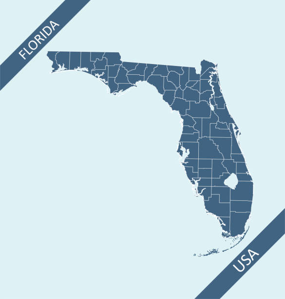 Counties map of Florida Highly detailed county map of Florida state of United States of America for web banner, mobile app, and educational use. The map is accurately prepared by a map expert. florida stock illustrations