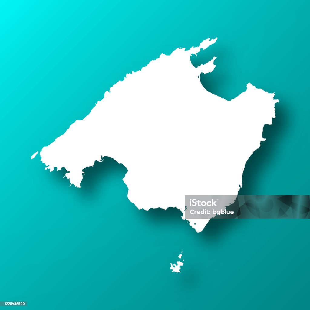 Easy Majora Map Majorca Map On Blue Green Background With Shadow Stock Illustration ...