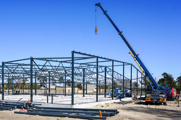 istock Metal frame of a modern industrial building in the construction process 1225436556