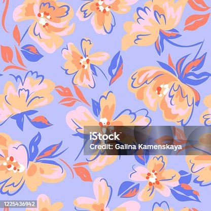 istock Artistic floral background. Seamless pattern made of abstract peony flowers with blurred petals texture. Summer nature ornament. Flowers in bloom. 1225436942