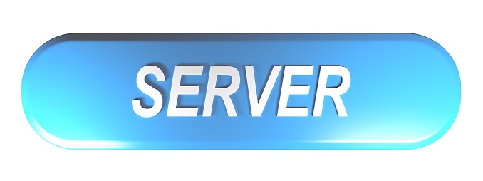 SERVER blue rounded rectangle pushbutton - 3D rendering illustration