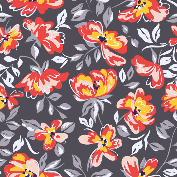 illustrations, cliparts, dessins animés et icônes de fond floral artistique. motif sans couture fait de fleurs de pivoines abstraites avec la texture floue de pétales. ornement de nature d’été. fleurs en fleurs. - floral pattern seamless abstract elegance