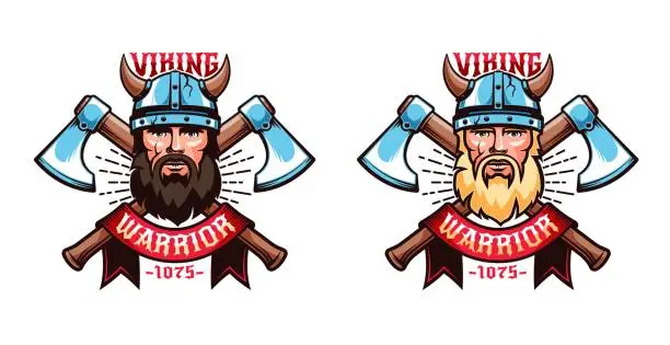 Vector illustration of Viking emblems mascots