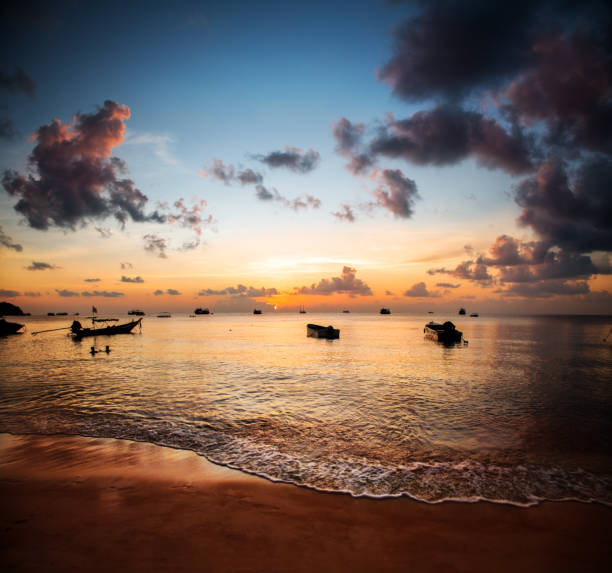 istock Sunset and beautiful beach, Koh Tao, Thailand 1225439531