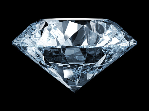 Diamond isolated on the black background. 3D Render