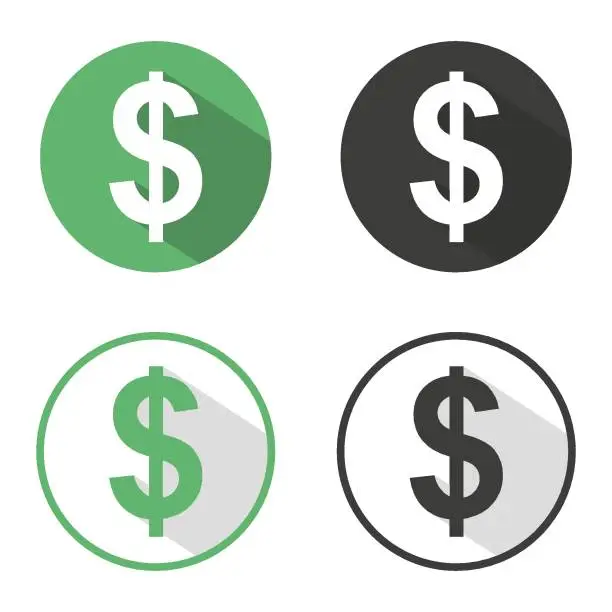 Vector illustration of Dollar icon. Vector illustration in flat design