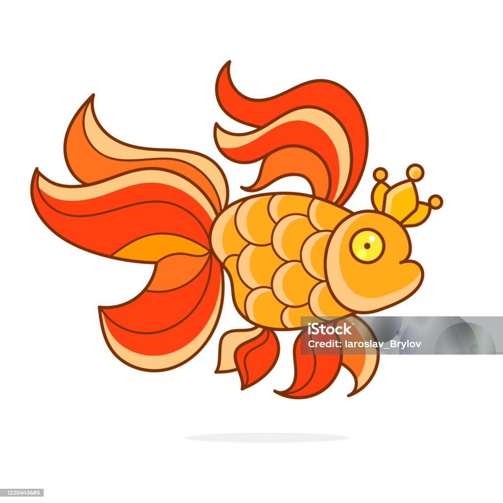 Vector Của Một Con Cá Hoạt Hình Trên Một Bản In Nền Trắng Cho Một ...