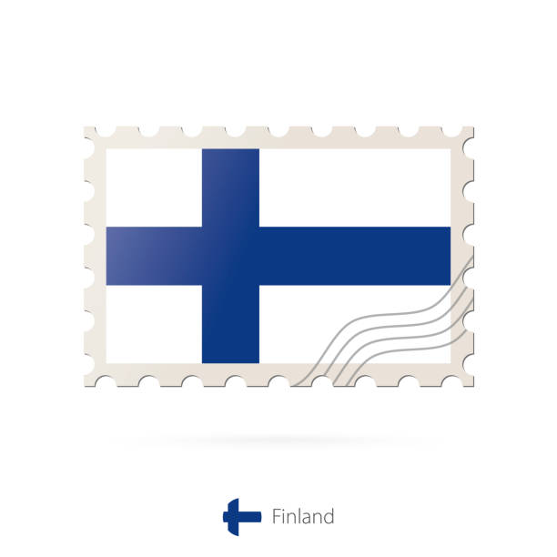 istock Postage stamp with the image of Finland flag. 1225447372