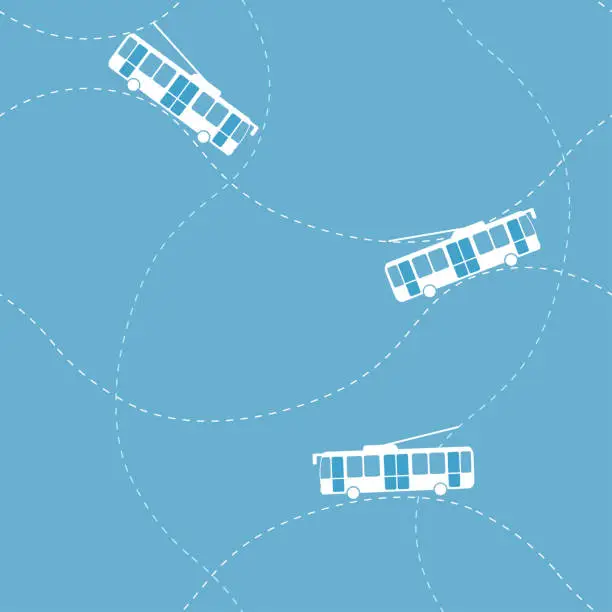 Vector illustration of Seamless pattern with trolleybus