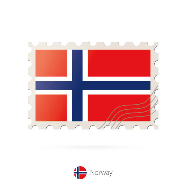 istock Postage stamp with the image of Norway flag. 1225447446