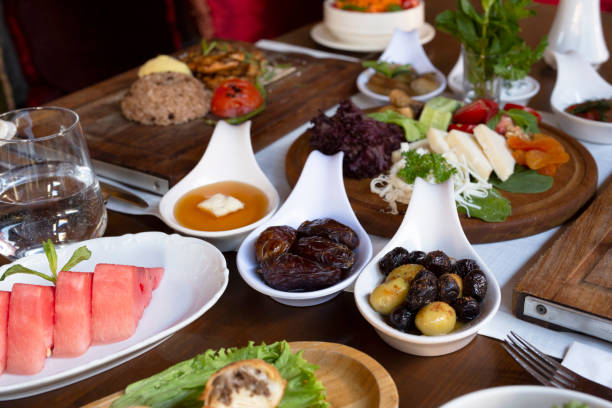 istock Breakfast next to hurma it in a white plate 1225448238