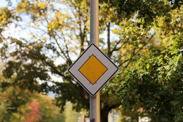 The main road. Road sign at the post