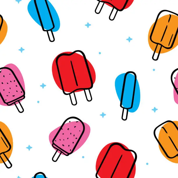 Vector illustration of Popsicle Doodles Pattern