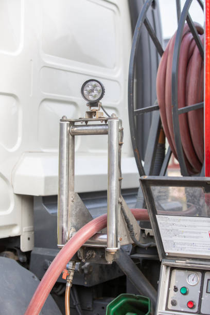 istock Heating oil delivery pipework from the oil tanker 1225452256