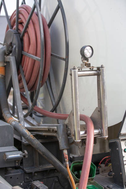 istock Heating oil delivery pipework from the oil tanker 1225452319