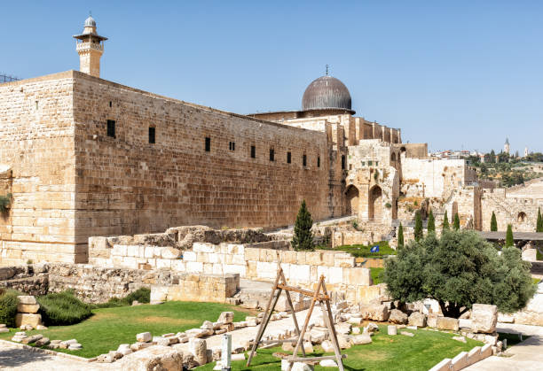 View of Al Aqsa Mosque in the Old City of Jerusalem View of Modern Jerusalem, Israel al aksa stock pictures, royalty-free photos & images