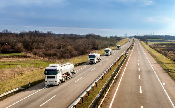 istock Fleet of Tank trucks on a Highway Road 1225456021