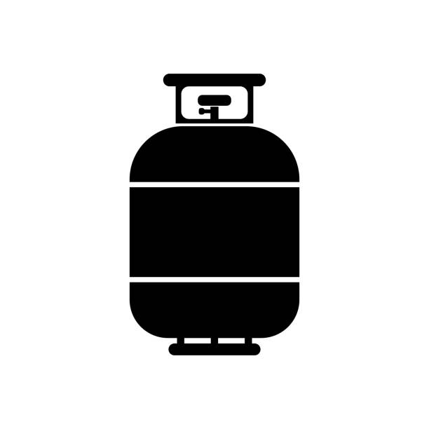 ilustrações de stock, clip art, desenhos animados e ícones de flammable gas tank. vector simple modern icon design illustration. - botija de gas