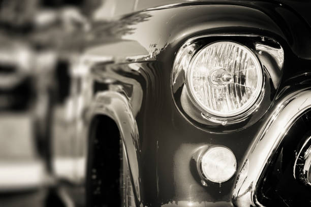 istock Classic car headlights close-up 1225463434