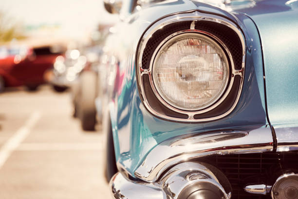 istock Classic car headlights close-up 1225463505