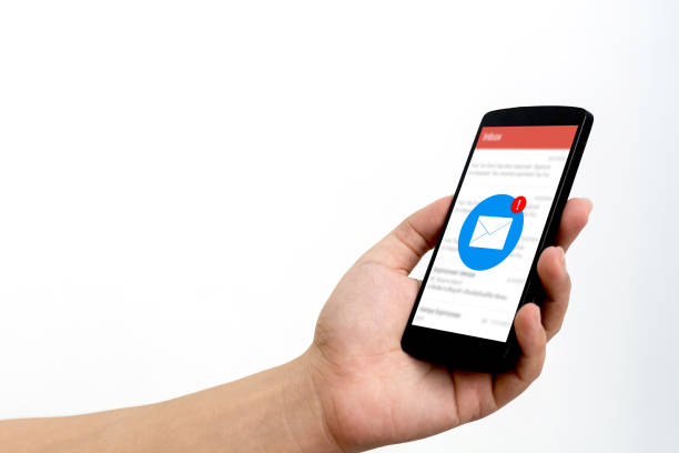 istock Hand of male checking application email on smart phone. Notification new messages on mobile smartphone 1225470464