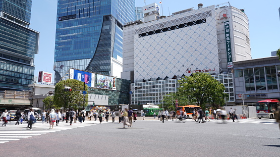 Shibuya in Tokyo  scramble crossing during corona lock down