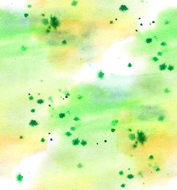 istock Watercolor seamless hand drawn background. Green and yellow 1225472779