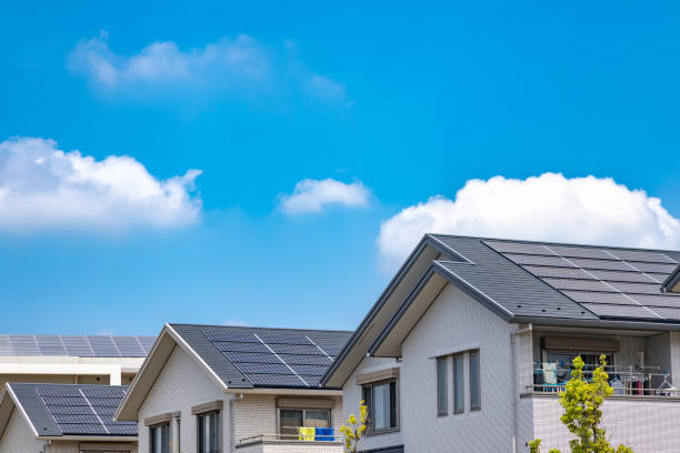 istock Residential area with solar power 1225477613