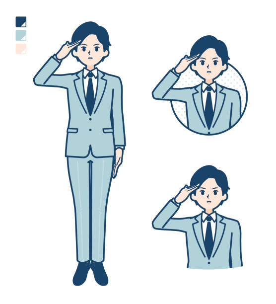 심플한 슈트 businessman_salute - saluting business businessman armed forces stock illustrations