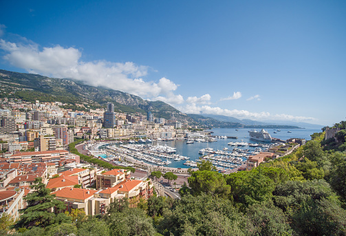 Panoramic view of Monte Carlo harbour in Monaco