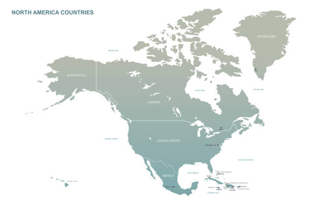 north america map. vector map of north america countries. north america map. vector map of north america countries. jamaica map island illustration and painting stock illustrations