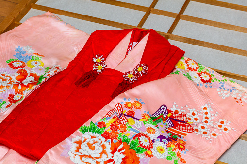 Girls Kimono for Shichi-go-san Festival. Shichi-go-san is a Japanese festival to celebrate the growth of children for aged shichi(seven), go(five), san(three).