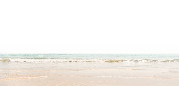 Sea view from tropical beach with sunny sky. Summer paradise beach of Bali island. Tropical shore. Tropical sea in Bali. Exotic summer beach with clouds on horizon. Ocean beach relax, outdoor travel stock photo