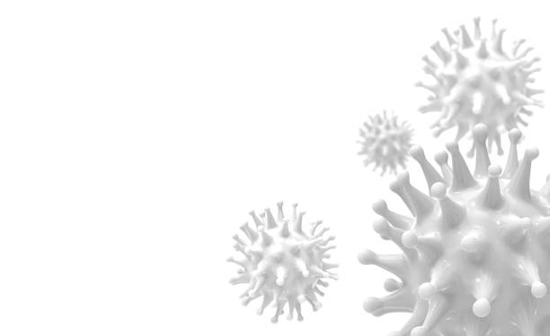White virus bacteria cells 3D render background image trendy medical background. Flu, influenza, coronavirus model illustration. Covid-19 banner. stock photo