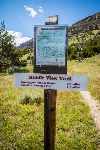Lewis and Clark Caverns, MT, USA - June 29, 2019: The Middle View Mountain Trail