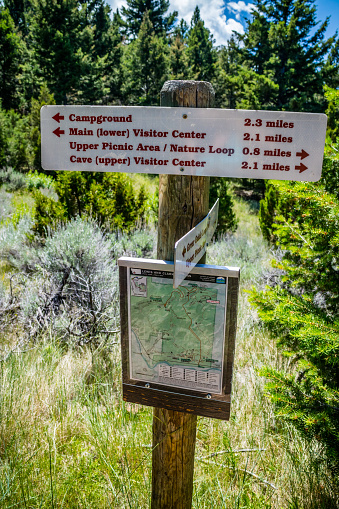 Lewis and Clark Caverns, MT, USA - June 29, 2019: The different kinds of trials going to its scenic destination