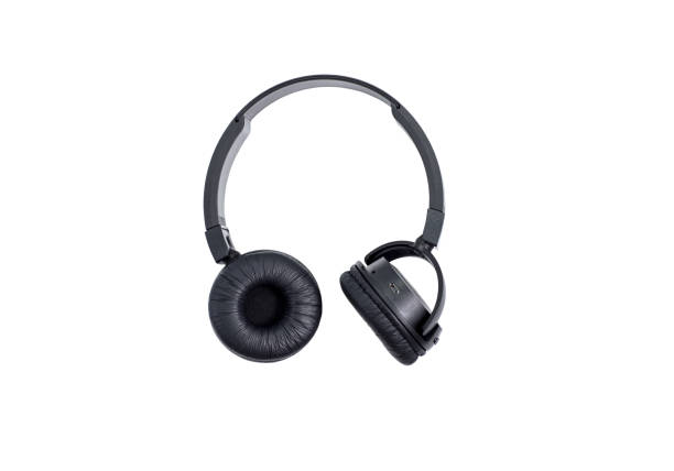 istock Black wireless headphones on white background with clipping path 1225493735